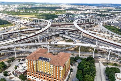 All eight flyovers are expected to be open by the end of 2026. (Dragon Drone Services/Community Impact)