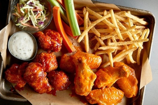 Wings and sides on a platter