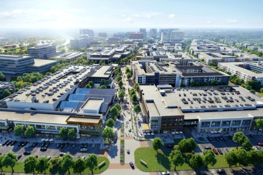 rendering of a neighborhood development in a city