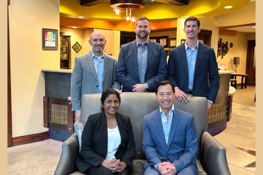 Dr. Travis Hildebrand, Dr. Kenny Havard, Dr. Aaron White (back row); Dr. Lisa Jacob, Dr. Kevin Lew (front row)
