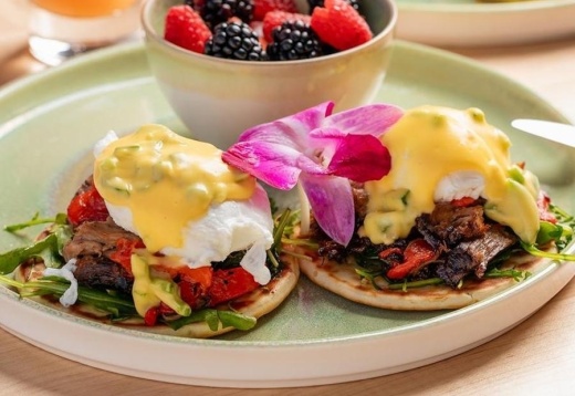 The restaurant offers breakfast options like omelets and eggs Benedict, as well as lunch options like salads and sandwiches. (Courtesy That’s My Jam)