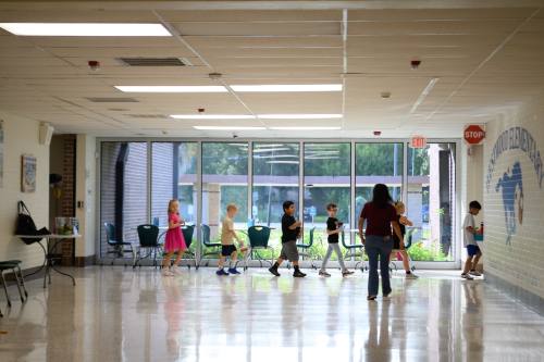Students walk through the hall at Westwood Elementary. If the bond passes, Westwood and Bales Intermediate will consolidate into one campus. (Jamaal Ellis/Community Impact)