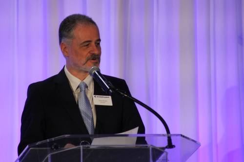 Carlos Naufel, the CEO and president of Embraer service and support, spoke at the groundbreaking ceremony for a second MRO facility.