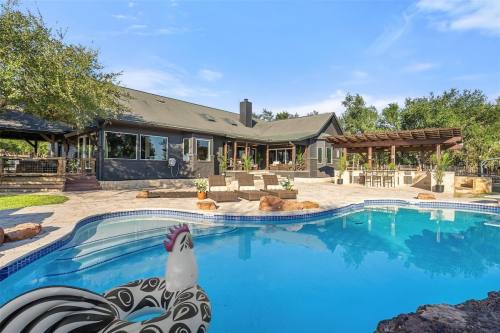 Home with pool in backyard
