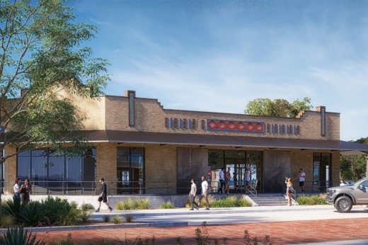rendering of a storefront with people walking past
