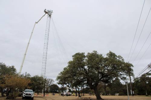 An image of the tree being set up.