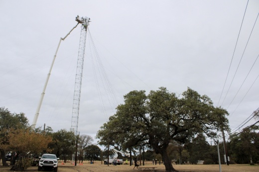 An image of the tree being set up.