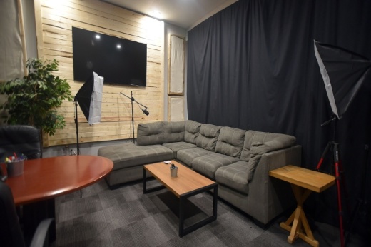 A furnished recording studio