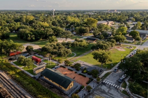 One recommendation in the city's comprehensive plan is to develop and implement a strategy for developing public art and cultural amenities in Old Town Tomball, which includes the Depot Plaza (pictured). (Zach Thoms/Community Impact)