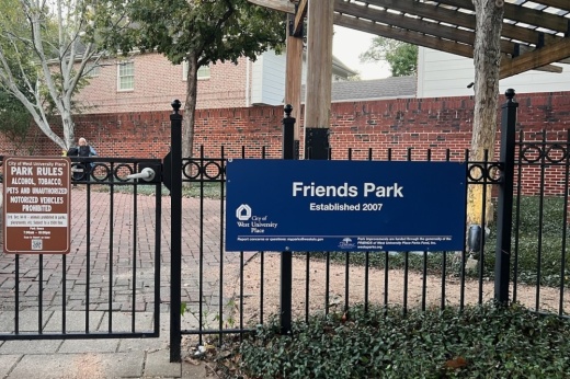 A photo of a West U park sign