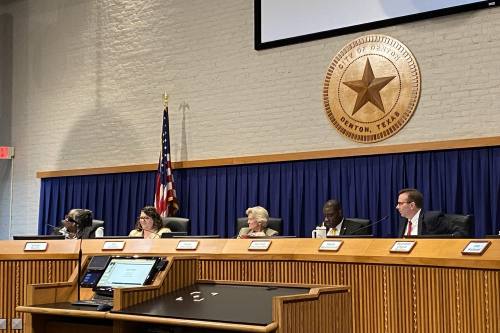 Members of the Denton City Council met Oct. 21. (Mary Katherine Shapiro/Community Impact)