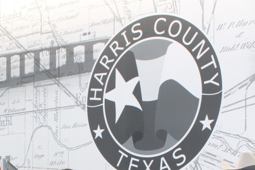 Harris County logo on a wall