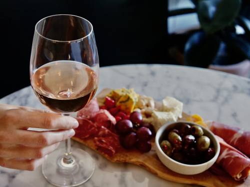 An image from the wine and snacks served at the business.
