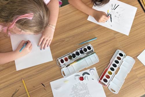 Children watercoloring