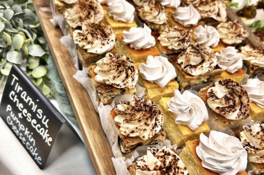 The cafe offers sweet treats, such as tiramisu cheesecake and pumpkin cheesecake. (Courtesy Barracks Bites)