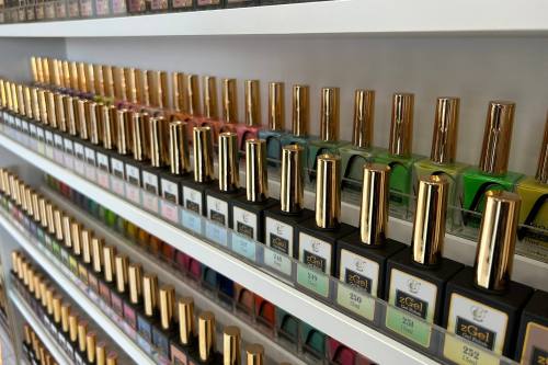 Rows of gel nail polish.
