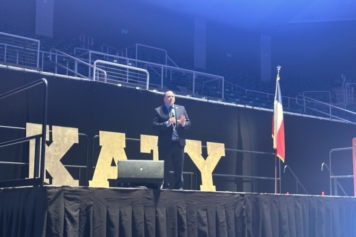 Superintendent Ken Gregorski shared several academic successes, including the district's STAAR scores and recent financial integrity rating. (Aubrey Vogel/Community Impact)