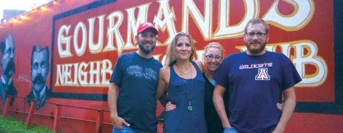 From left: Gourmands Neighborhood Pub owners Mike Russell, Tiffany Russell, Caitlin Shea and Benjamin Siewart opened the East Austin establishment in October 2011.