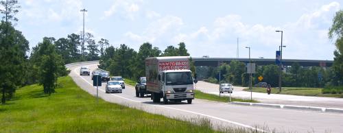 Montgomery County Precinct 3 proposed extending the Woodlands Parkway flyover west past Six Pines Drive as part of the failed $350 million bond election on May 9. The project is now on hold.