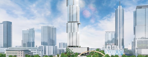 Construction started Jan. 11 on a 58-story, 370-unit condominium tower, which will be the tallest building in downtown Austin. 