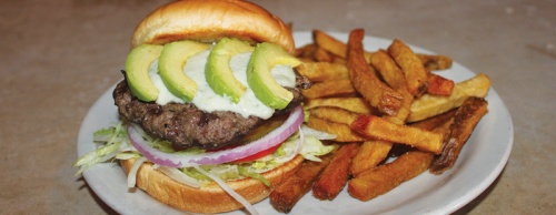 The Chill burger ($6.99) is topped with avocado for 79 cents more.