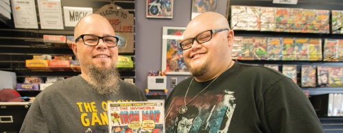 From left: Kent and Adam Lajaunie, with Adamu2019s wife, Amanda, opened Titan Moon Comics on Cypress Creek Road in Cedar Park in June 2014.