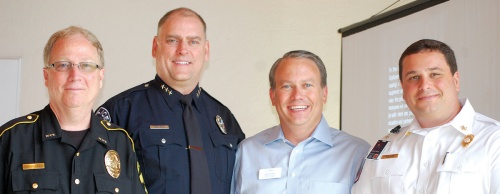  Matt Womack, Lake Travis Chamber chairman (second from right) joins Lake Travis first responders June 17.