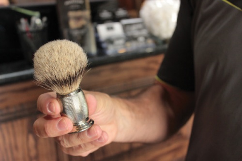 A shaving brush helps to properly lather shaving cream on customersu2019 faces. The Boardroom Salon For Men is located in Southlake Town Square at 1260 Main St., Southlake.