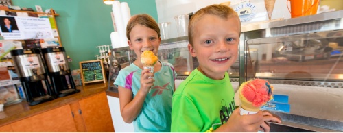 Avery LaRusso and her brother Brody sample scoops at Cups & Cones in Steiner Ranch.