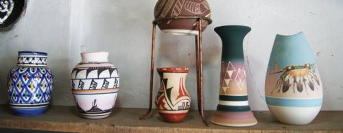 The shop features Native American pottery.