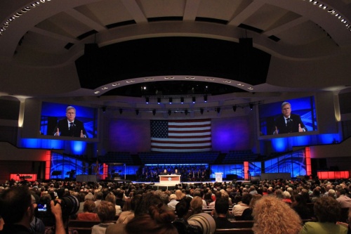 About 7,000 people attended the North Texas Presidential Forum at Prestonwood Baptist Church on Oct. 18. Six GOP candidates participated in the forum moderated by Pastor Jack Graham.