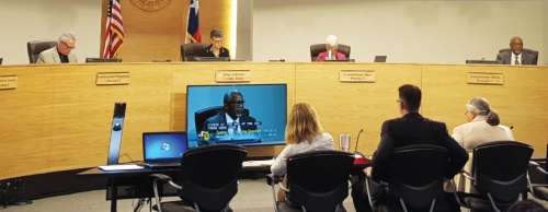 The Travis County Commissioners Court discusses the county budget at its Sept. 29 meeting.