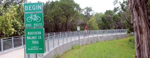 The Northern Walnut Creek Trail runs 3.2 miles between Walnut Creek Metropolitan Park and MoPac near Balcones District Park.