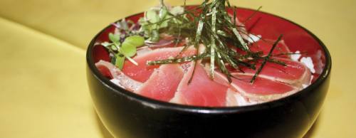 Fresh seafood dishes at Taiko Japanese Cuisine include the seared tuna-don served over rice ($15).