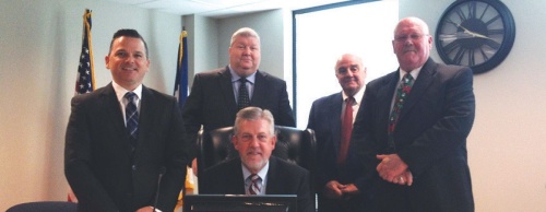 The 2015-16 Montgomery County Commissioners Court includes, from left: James Noack, Jim Clark, Craig Doyal, Mike Meador and Charlie Riley.
