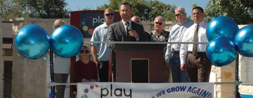 Mayor Pro Tem Craig Morgan speaks at the Play for All Park event Aug. 3.