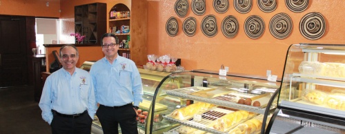 Owner Oscar Velasquez (right) on the bakery side of Mi Pueblito Restaurant with General Manager Miguel Atencio. Velasquez owns the establishment with his brother and sister.