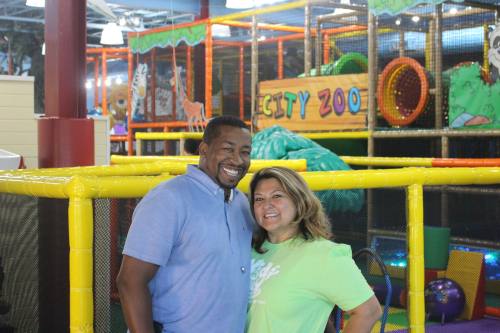 Lucrecia Davis, pictured above with husband Paul Davis, founded the indoor jungle gym Kid u2018N Play Indoor Play Center in September after leaving her job as a lawyer to spend time with her children.
