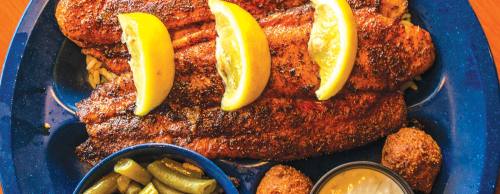 A top seller among the grilled options is the blackened catfish dinner ($10.99), which includes two catfish fillets, salad, rice pilaf and green beans, owner Danny Lenertz said.