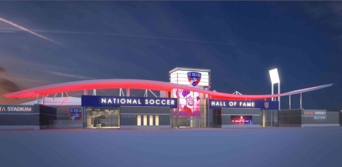 This rendering shows the scaled back version of the renovations to Toyota Stadium.