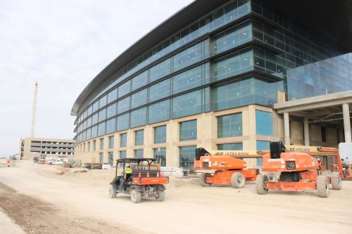 Approximately 1,220 tons of limestone and 142,500 yards of poured concrete is being used to construct Toyota Motor North America's new headquarters in Plano. 