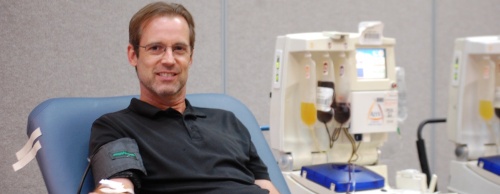 Village of The Hills resident Scott Tracy donates blood during a recent blood drive in Lakeway.