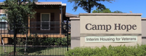 Camp Hope offers interim housing for veterans from across the country. 