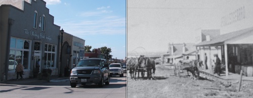 These photos, taken near the same intersection in 1915 (right) and 2016 (left), show how old downtown Frisco has evolved but maintained its historic roots.