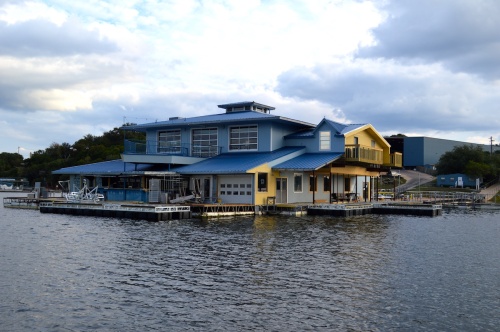 The Johnny Fins building, which currently floats at Hurst Harbor, will float to Point Venture Marina in late December or early January.