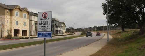 The cities of San Marcos, Kyle and Buda have each approved hands-free ordinance, outlawing the use of handheld electronic devices while operating a motor vehicle. 