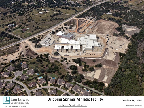 An aerial view of the new Dripping Springs ISD school, opening in August 2017.