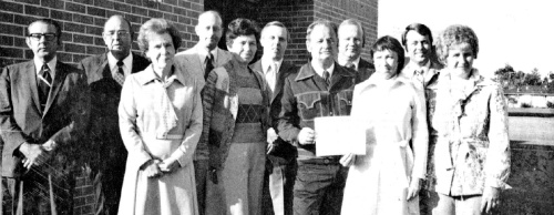 Cy-Fair Federal Credit Union celebrated the grand opening of its Jersey Village office in 1977. The office design was sketched by President Pat Willbern and her husband, Thomas.