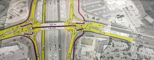 The Texas Department of Transportation is planning to add a diverging diamond intersection at Parmer Lane and I-35.