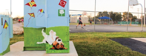The Leander Public Arts Commission is responsible for the paintings on transformer boxes at Robin Bledsoe Park on South Bagdad Road.